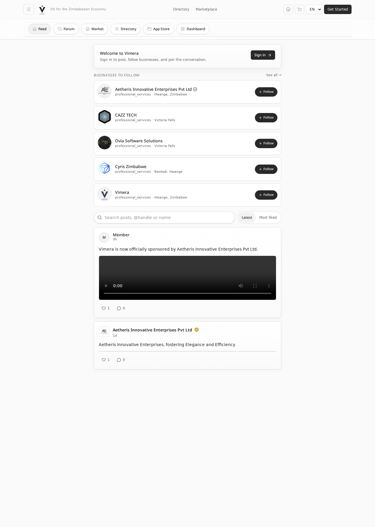 Vimera Home Feed
